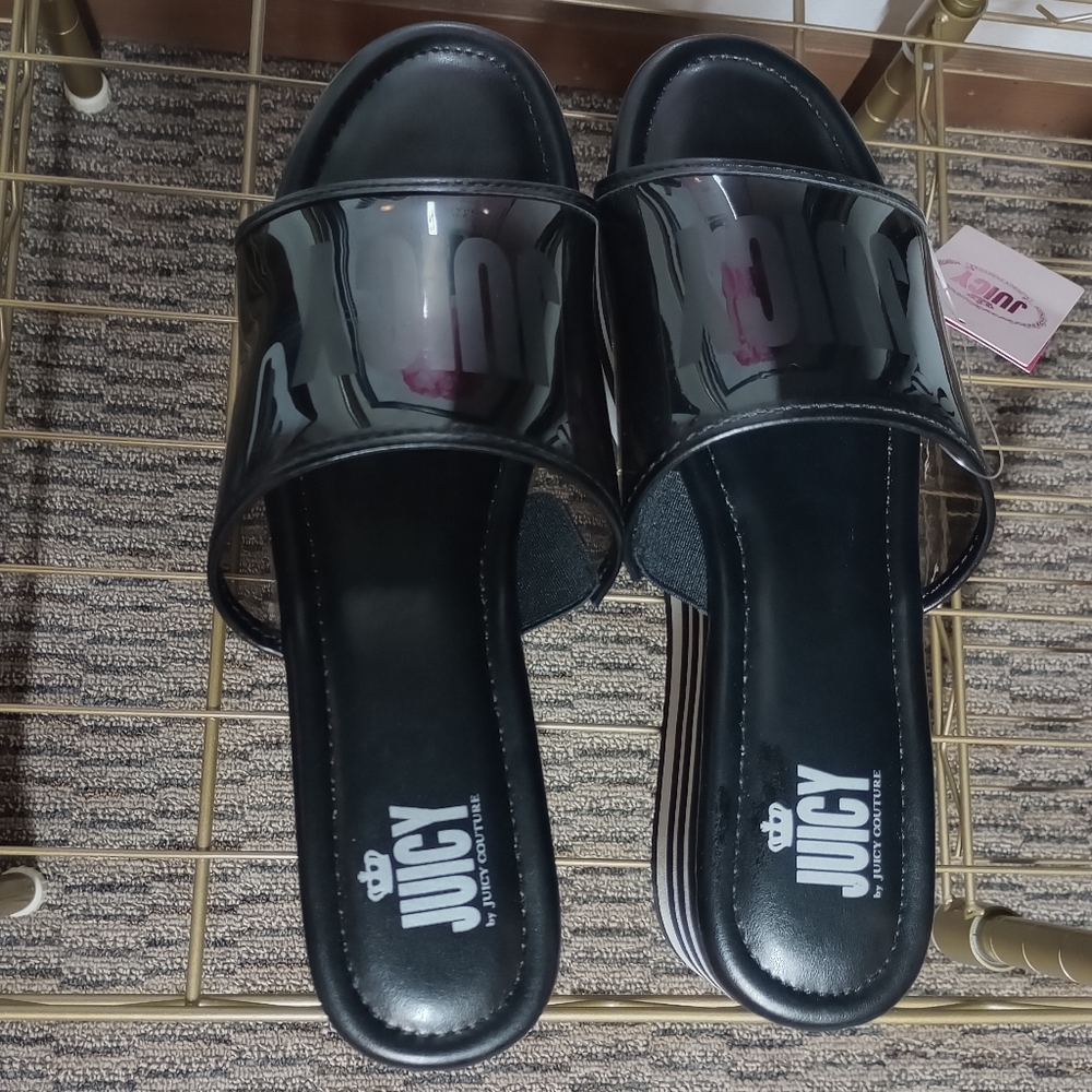 Platform Sandals. Juicy Couture. 9 M. Black & White. NWT - Picture 6 of 9